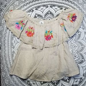 IVY JANE XS LINEN BLOUSE NWT EMBROIDERY BOHO OFF S